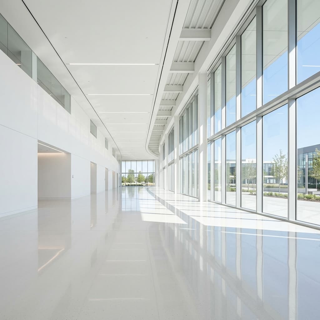 Luxury modern commercial lobby post-construction cleaning by SiteCrisp